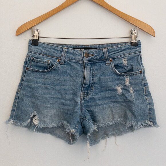 Prosperity Denim Shorts Size 25 Blue Distressed Frayed Hem Cutoff Jean Shorts - Picture 1 of 4